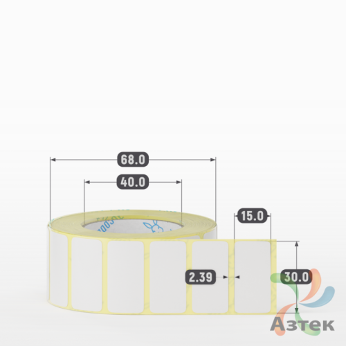 Термотрансферная этикетка 30х15 (рядов 1 по 1 000 шт) Полуглянец в рулоне, втулка 40 мм (к) IQ code