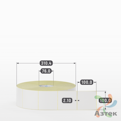Термотрансферная этикетка 100х100 (рядов 1 по 5 000 шт) Полуглянец в рулоне, втулка 76 мм (к) IQ code