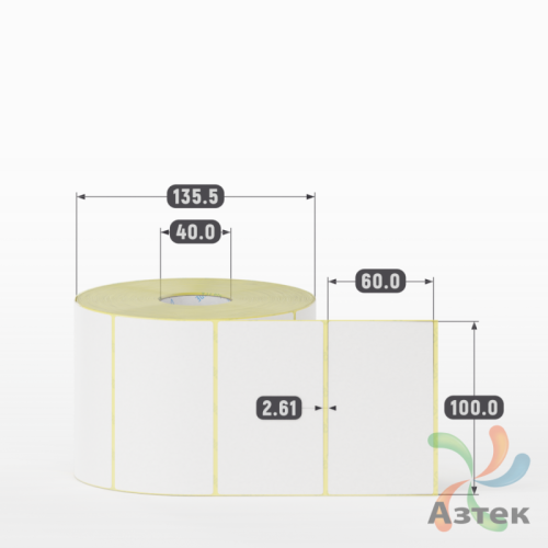 Термоэтикетка ЭКО 100х60 (рядов 1 по 1 500 шт)  в рулоне, втулка 40 мм (к) IQ code