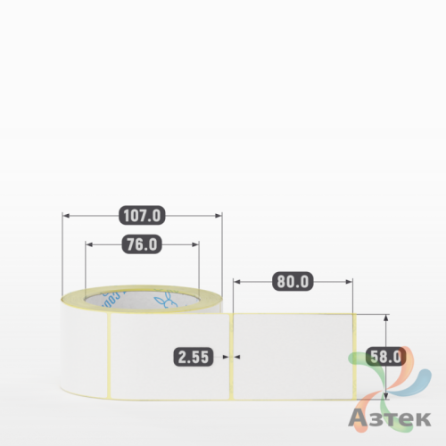 Термоэтикетка ТОП 58х80 (рядов 1 по 350 шт)  в рулоне, втулка 76 мм (к) IQ code