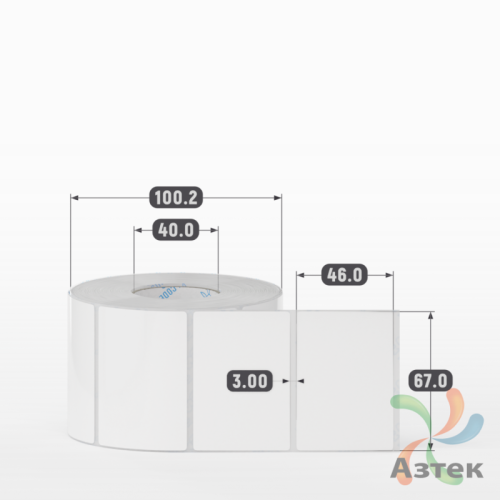 Этикетка самоклеящаяся 67х46 (рядов 1 по 1 000 шт) Полипропилен белый в рулоне, втулка 40 мм (к) IQ code 	