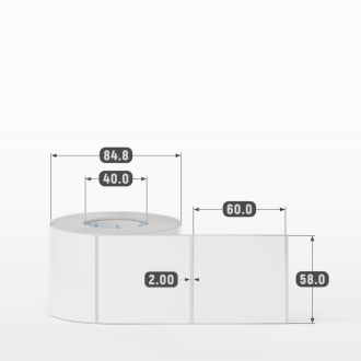 Этикетка самоклеящаяся 58х60 (рядов 1 по 500 шт) Полипропилен съемный клей в рулоне, втулка 40 мм (к) IQ code
