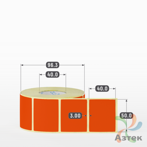 Термоэтикетка 50х40 Termo ECO цветная (рядов 1 по 1000 шт), втулка 40 мм (к) цвет - Pantone 172 U, 
