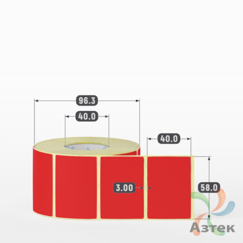 Термоэтикетка 58х40 Termo ECO цветная (рядов 1 по 1000 шт), втулка 40 мм (к) цвет - Pantone 1788 U, 