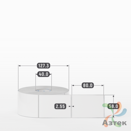 Этикетка самоклеящаяся 58х80 (рядов 1 по 1 000 шт) Полипропилен съемный клей в рулоне, втулка 40 мм (к) IQ code