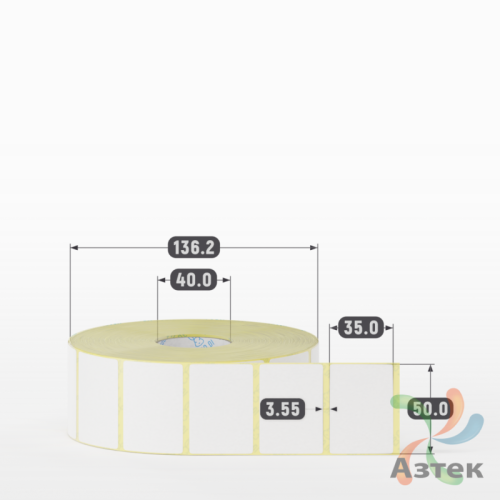 Термоэтикетка ЭКО 50х35 (рядов 1 по 2 500 шт)  в рулоне, втулка 40 мм (к) IQ code