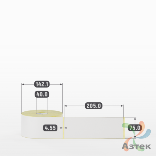 Термотрансферная этикетка 75х205 (рядов 1 по 500 шт) Полуглянец в рулоне, втулка 40 мм (к) IQ code