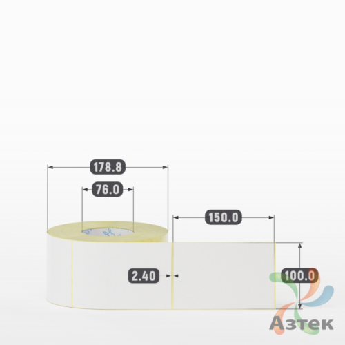 Термоэтикетка ЭКО 100х150 (рядов 1 по 950 шт)  + Перфорация 2 мм рез 1 мм пробел в рулоне, втулка 76 мм (к) IQ code