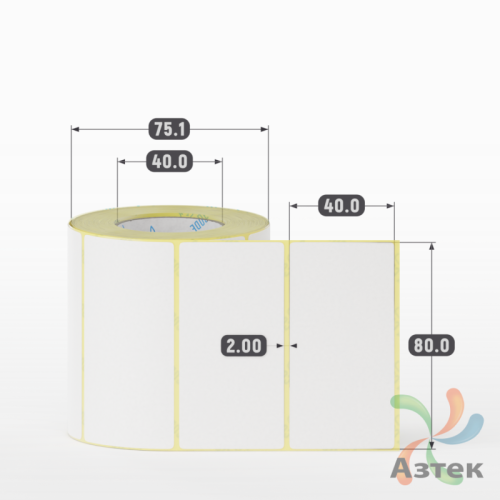 Термоэтикетка ТОП 80х40 (рядов 1 по 500 шт)  в рулоне, втулка 40 мм (к) IQ code