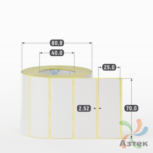 Термотрансферная этикетка 70х25 (рядов 1 по 1 000 шт) Полуглянец в рулоне, втулка 40 мм (к) IQ code