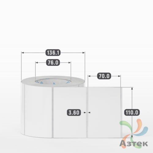 Этикетка самоклеящаяся 110х70 (рядов 1 по 1 000 шт) Полипропилен белый в рулоне, втулка 76 мм (к) IQ code 	