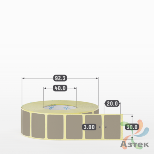 Термоэтикетка 30х20 Termo ECO цветная (рядов 1 по 1800 шт), втулка 40 мм (к) цвет - Pantone 402 U, 