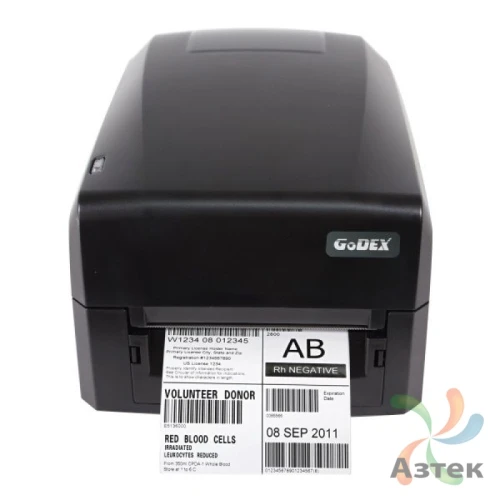 Принтер этикеток Godex GE300 термотрансферный 203, Ethernet, USB, RS-232, 011-GE0E12-000