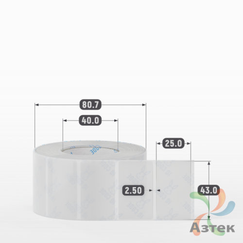Этикетка самоклеящаяся 43х25 (рядов 1 по 1 000 шт) Прозрачный полипропилен в рулоне, втулка 40 мм (к) IQ code