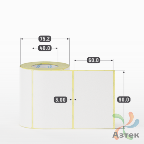 Термоэтикетка ЭКО 90х60 (рядов 1 по 350 шт)  в рулоне, втулка 40 мм (к) IQ code