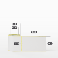 Термотрансферная этикетка 75х120 (рядов 1 по 100 шт) Полуглянец в рулоне, втулка 40 мм (к) IQ code