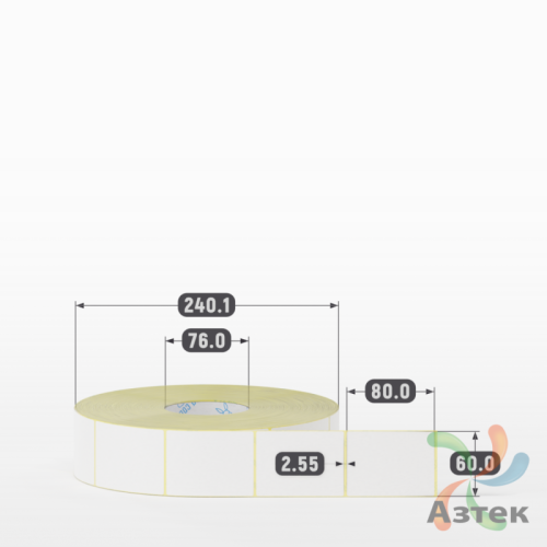 Термоэтикетка ЭКО 60х80 (рядов 1 по 3 500 шт)  в рулоне, втулка 76 мм (к) IQ code