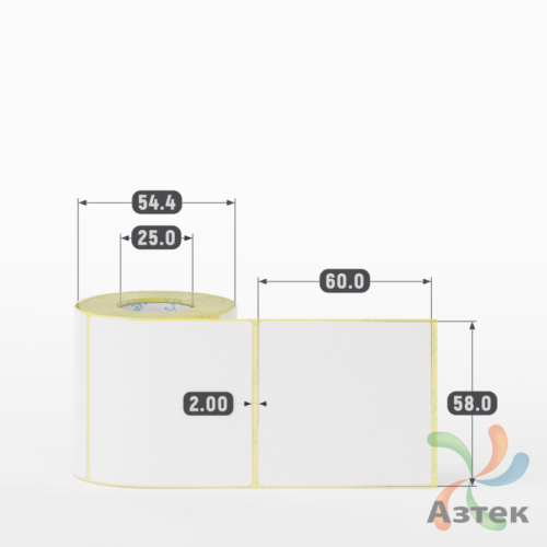 Термоэтикетка ЭКО 58х60 (рядов 1 по 200 шт)  в рулоне, втулка 25 мм (к) IQ code