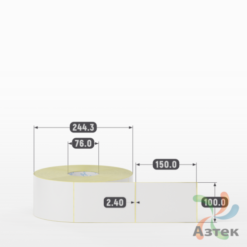 Термотрансферная этикетка 100х150 (рядов 1 по 2 000 шт) Полуглянец в рулоне, втулка 76 мм (к) IQ code