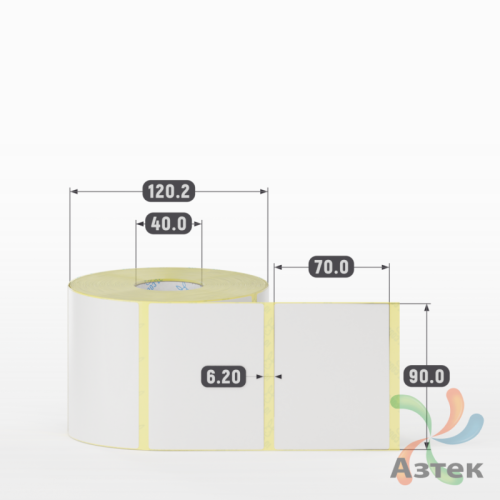 Термотрансферная этикетка 90х70 (рядов 1 по 1 000 шт) Полуглянец в рулоне, втулка 40 мм (к) IQ code