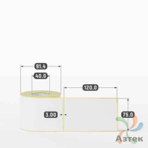 Термоэтикетка ЭКО 75х120 (рядов 1 по 300 шт)  в рулоне, втулка 40 мм (к) IQ code