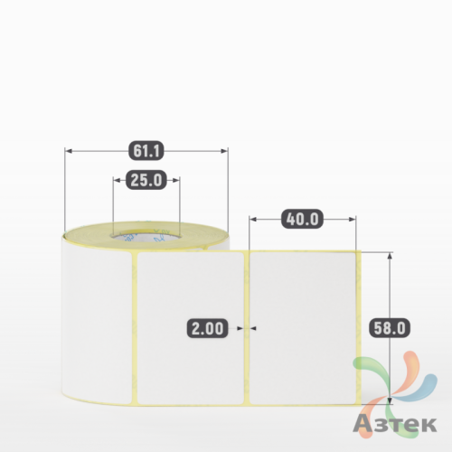 Термоэтикетка 58х40 (рядов 1 по 400 шт) Termo ECO, втулка 25 мм (к) IQ code (подходит для Вайлдберриз) 