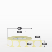 Термоэтикетка ТОП круглая 20 мм (рядов 1 по 1 000 шт) в рулоне, втулка 40 мм (к) IQ code