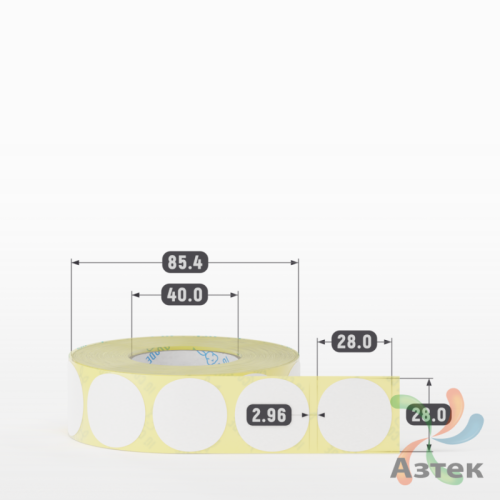 Термоэтикетка ТОП круглая 28 мм (рядов 1 по 1 000 шт)  в рулоне, втулка 40 мм (к) IQ code