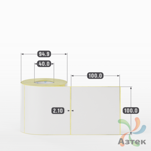 Термотрансферная этикетка 100х100 (рядов 1 по 400 шт) Полуглянец в рулоне, втулка 40 мм (к) IQ code