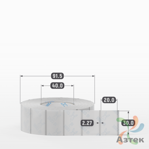 Этикетка самоклеящаяся с печатью 30х20 (рядов 1 по 1 800 шт) Прозрачный полипропилен в рулоне, втулка 40 мм (к) IQ code + Черная метка