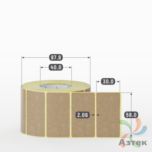 Этикетка самоклеящаяся 58х30 (рядов 1 по 900 шт) Крафт в рулоне, втулка 40 мм (к) IQ code