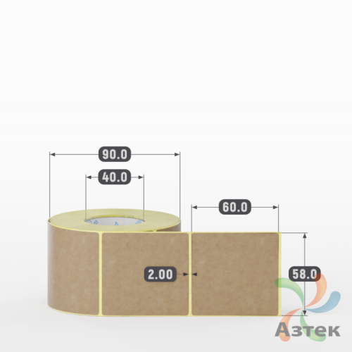 Этикетка самоклеящаяся 58х60 (рядов 1 по 500 шт) Крафт в рулоне, втулка 40 мм (к) IQ code