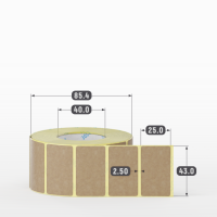 Этикетка самоклеящаяся 43х25 (рядов 1 по 1 000 шт) Крафт в рулоне, втулка 40 мм (к) IQ code