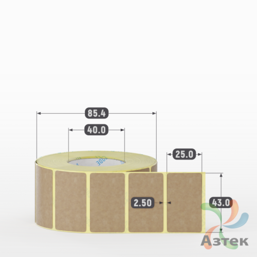Этикетка самоклеящаяся 43х25 (рядов 1 по 1 000 шт) Крафт в рулоне, втулка 40 мм (к) IQ code
