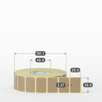 Этикетка самоклеящаяся 30х20 (рядов 1 по 2 000 шт) Крафт в рулоне, втулка 40 мм (к) IQ code