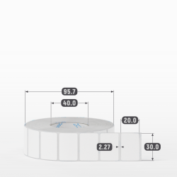 Этикетка самоклеящаяся 30х20 (рядов 1 по 2 000 шт) Полипропилен матовый в рулоне, втулка 40 мм (к) IQ code