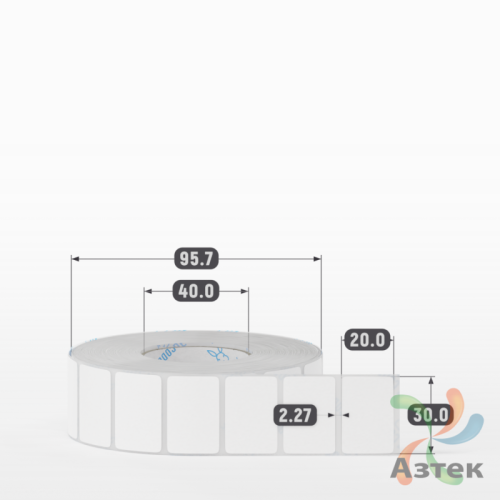 Этикетка самоклеящаяся 30х20 (рядов 1 по 2 000 шт) Полипропилен матовый в рулоне, втулка 40 мм (к) IQ code