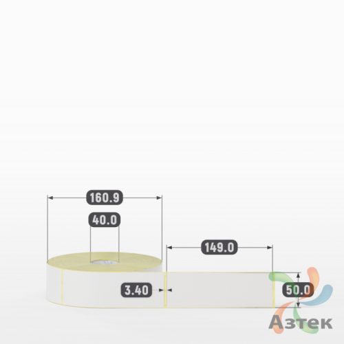 Термотрансферная этикетка 50х149 (рядов 1 по 900 шт) Полуглянец в рулоне, втулка 40 мм (к) IQ code
