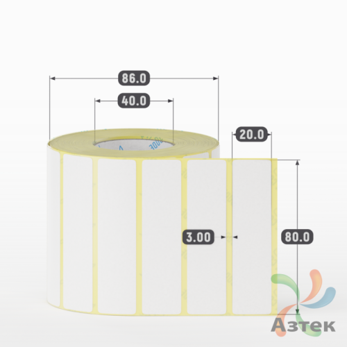 Термоэтикетка ЭКО 80х20 (рядов 1 по 1 500 шт)  в рулоне, втулка 40 мм (к) IQ code