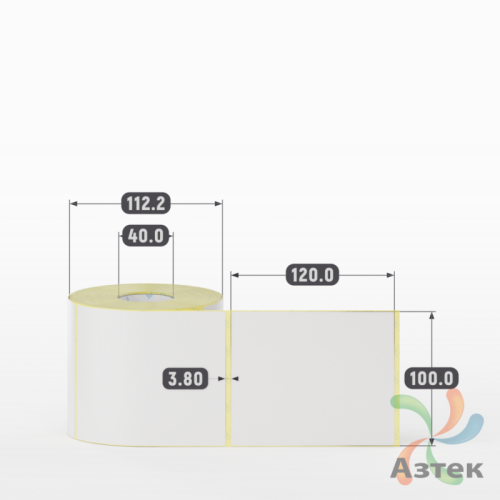 Термотрансферная этикетка 100х120 (рядов 1 по 500 шт) Полуглянец в рулоне, втулка 40 мм (к) IQ code