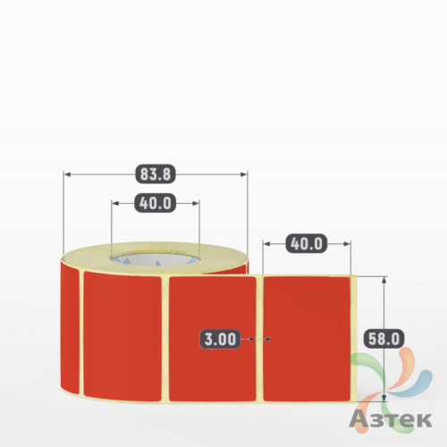 Термоэтикетка 58х40 Termo ECO цветная (рядов 1 по 700 шт), втулка 40 мм (к) цвет - Pantone 179 U, 