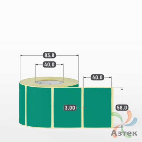 Термоэтикетка 58х40 Termo ECO цветная (рядов 1 по 700 шт), втулка 40 мм (к) цвет - Pantone 334 U, 