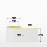 Термотрансферная этикетка 58х60 (рядов 1 по 200 шт) Полуглянец в рулоне, втулка 40 мм (к) IQ code