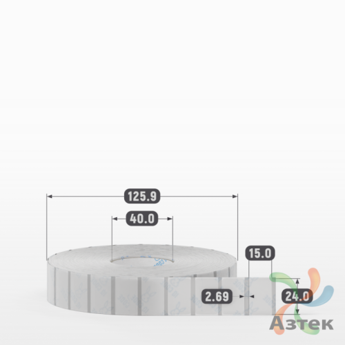 Этикетка самоклеящаяся с печатью 24х15 (рядов 1 по 5 000 шт) Прозрачный полипропилен в рулоне, втулка 40 мм (к) IQ code + Черная метка