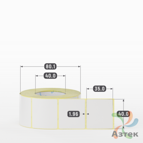 Термотрансферная этикетка 40х35 (рядов 1 по 700 шт) Полуглянец в рулоне, втулка 40 мм (к) IQ code