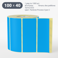 Этикетка 100х40/Termo ECO/рядов 1 по 1 000/40 мм (к)/ Pantone Process Cyan C 