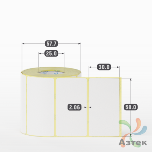 Термоэтикетка ЭКО 58х30 (рядов 1 по 450 шт)  в рулоне, втулка 25 мм (к) IQ code