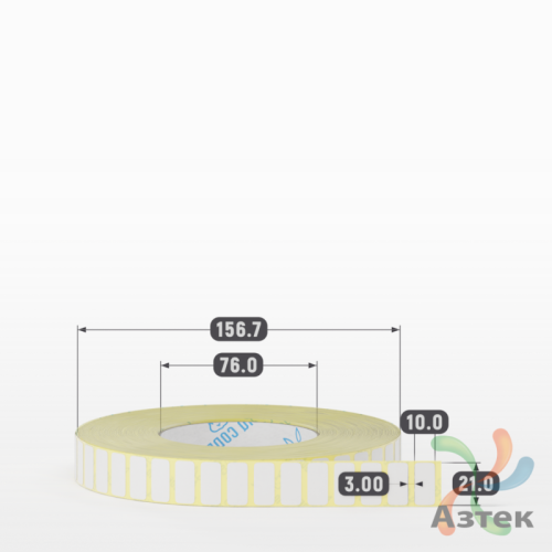 Термотрансферная этикетка 21х10 (рядов 1 по 10 000 шт) Полуглянец в рулоне, втулка 76 мм (к) IQ code