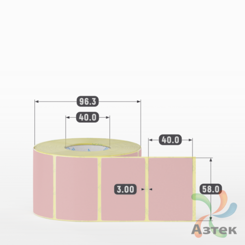 Термоэтикетка 58х40 Termo ECO цветная (рядов 1 по 1000 шт), втулка 40 мм (к) цвет - Pantone 196 U, 