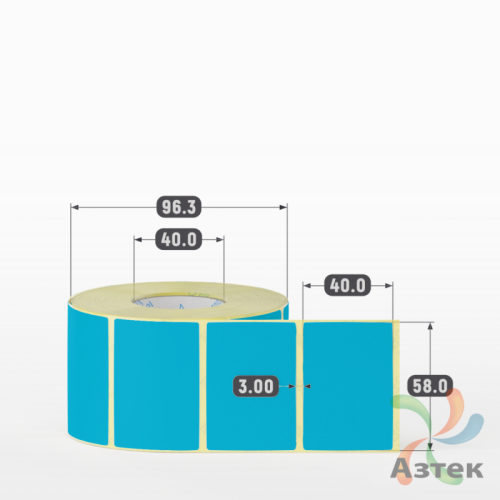 Термоэтикетка 58х40 Termo ECO цветная (рядов 1 по 1000 шт), втулка 40 мм (к) цвет - Pantone 306 U, 